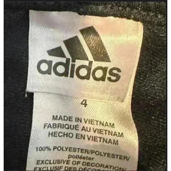 Adidas Girls Track Pants Black Elastic Waistband Stripes Logo-Size 4 - Picture 3 of 6